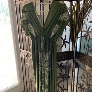 Green Print Maxi Dress